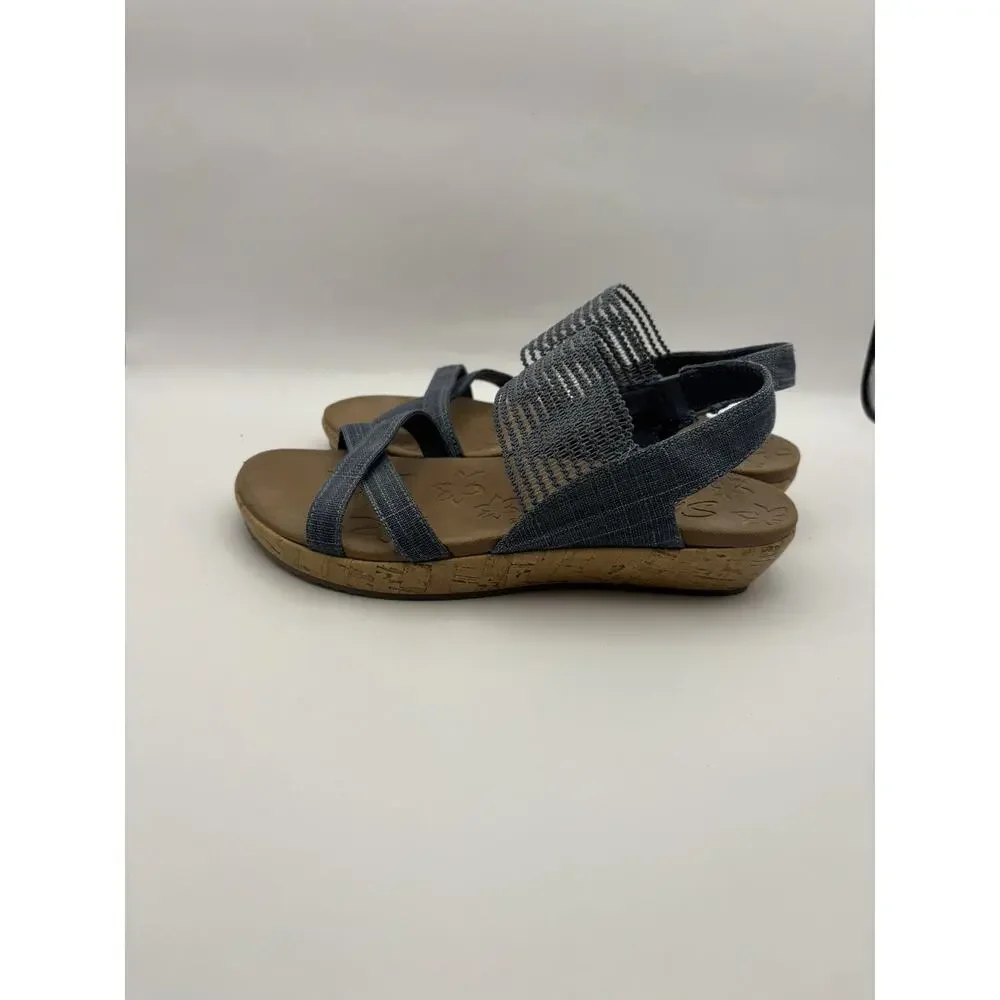 Skechers Beverly High Blue Wedges Women Size 6
